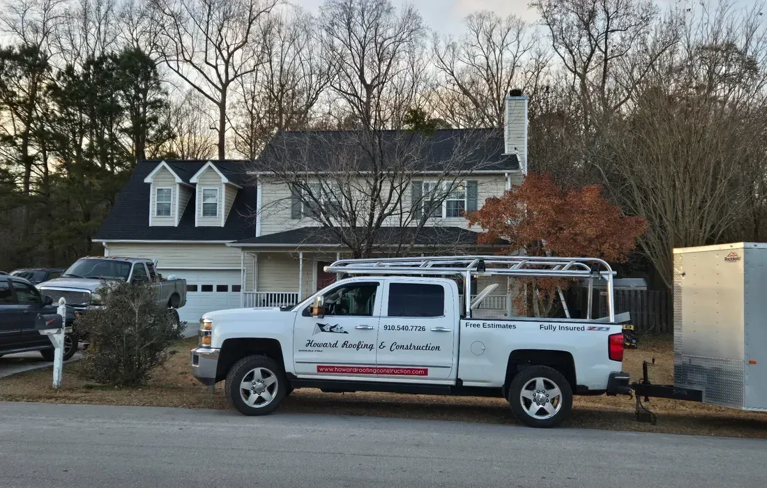Howard Roofing service truck at a Jacksonville NC project